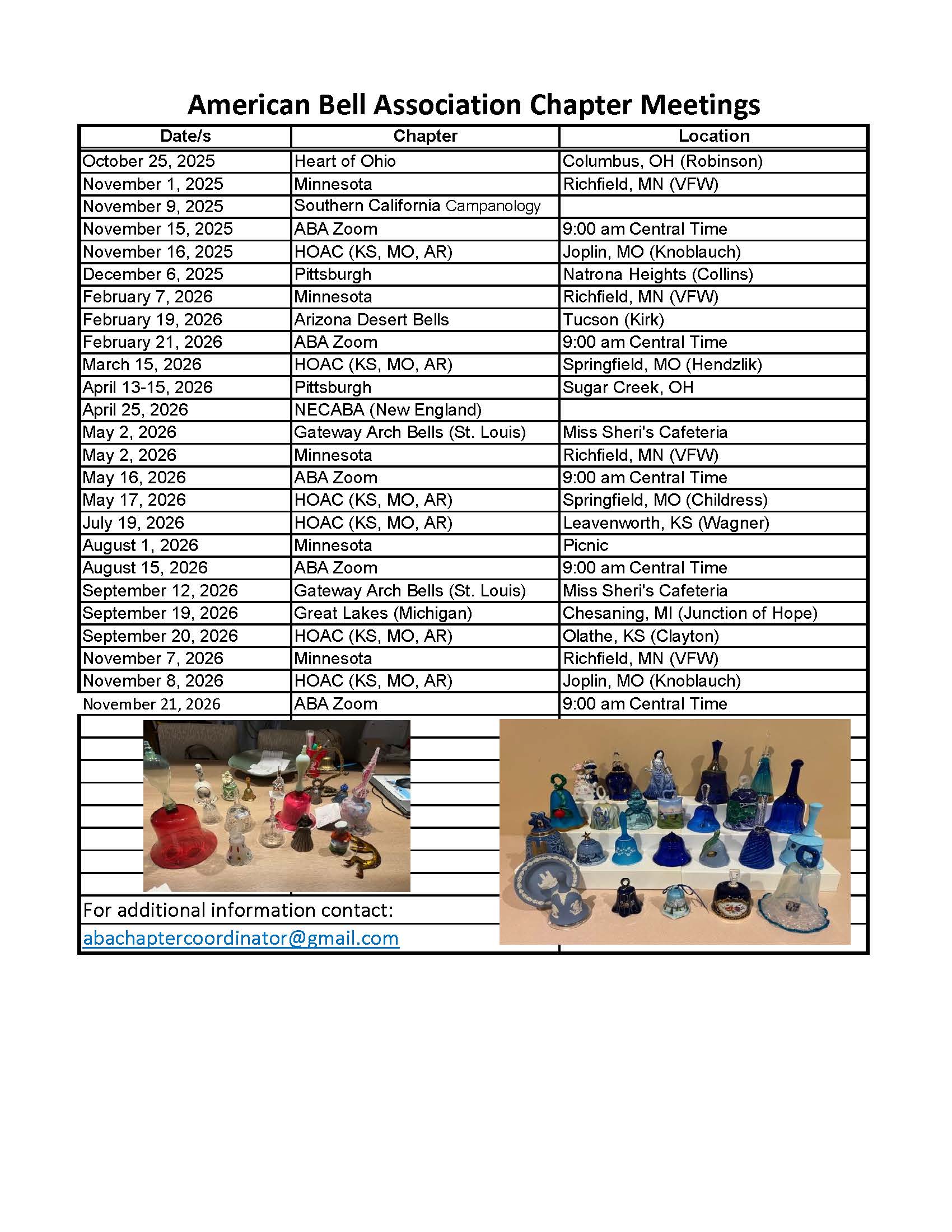 10-12 Chapter Meeting Dates 2025-2026 Bell Meeting Dates